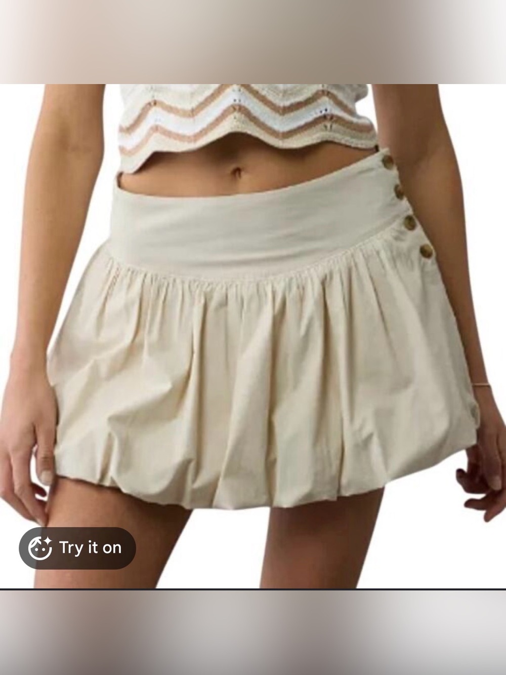 Cream Bubble Mini Skirt